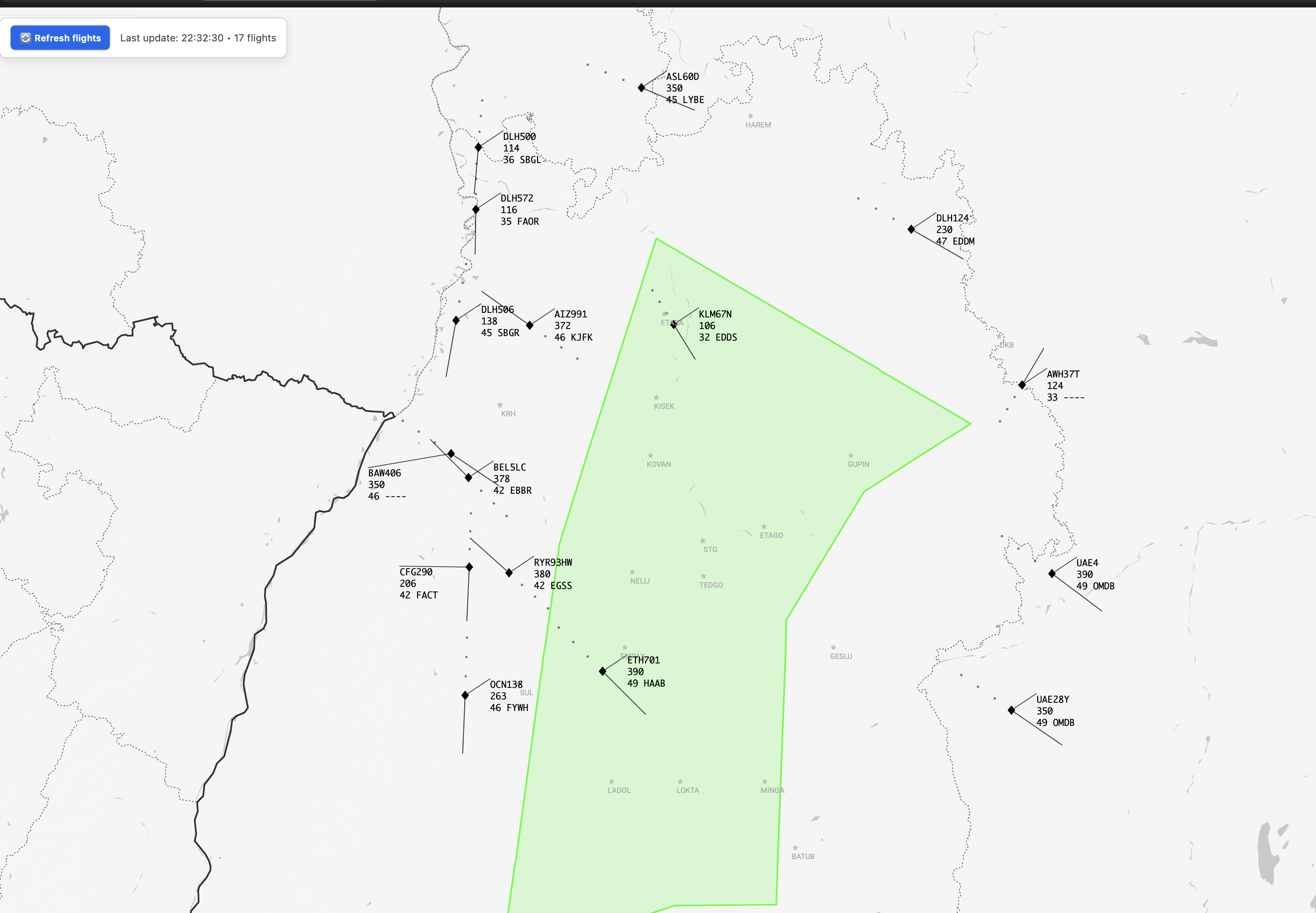 TANGO sector simulator view